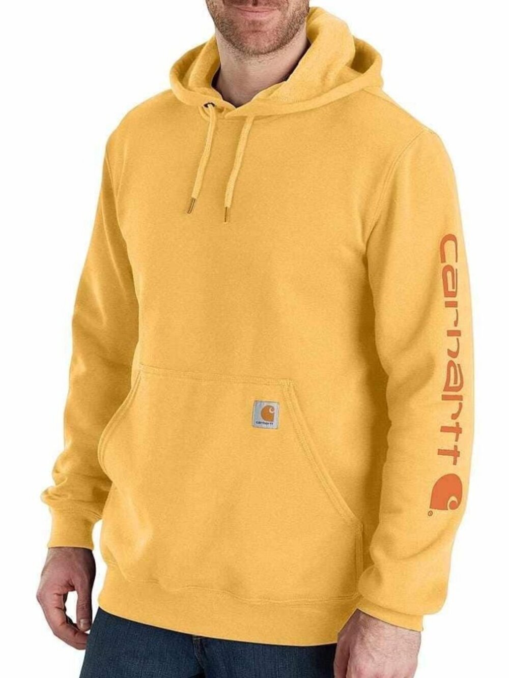 Carhartt Men's Loose Fit Midweight Logo Sleeve Graphic Hoodie Sweatshirt Vivid Y